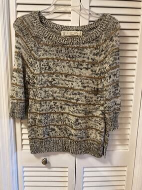 Zara Knit Black/White/Gold Sweater Sz Small